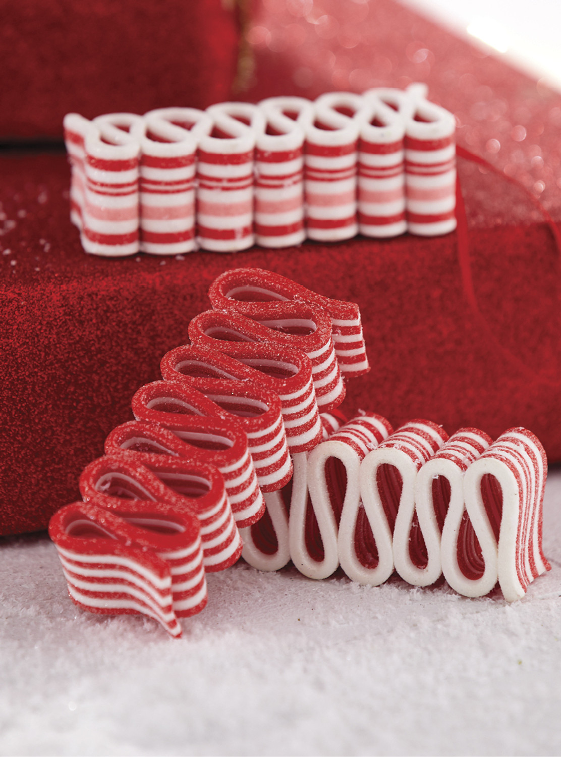 Raz 4 Set of 3 Red and White Ribbon Candy Christmas Ornament